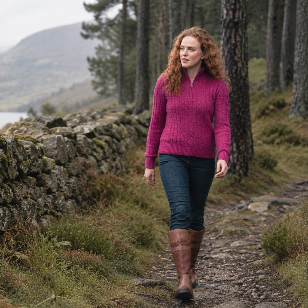 Hoggs of Fife Ladies Charlotte Cable 1/4 Zip Pullover | Cluny Country