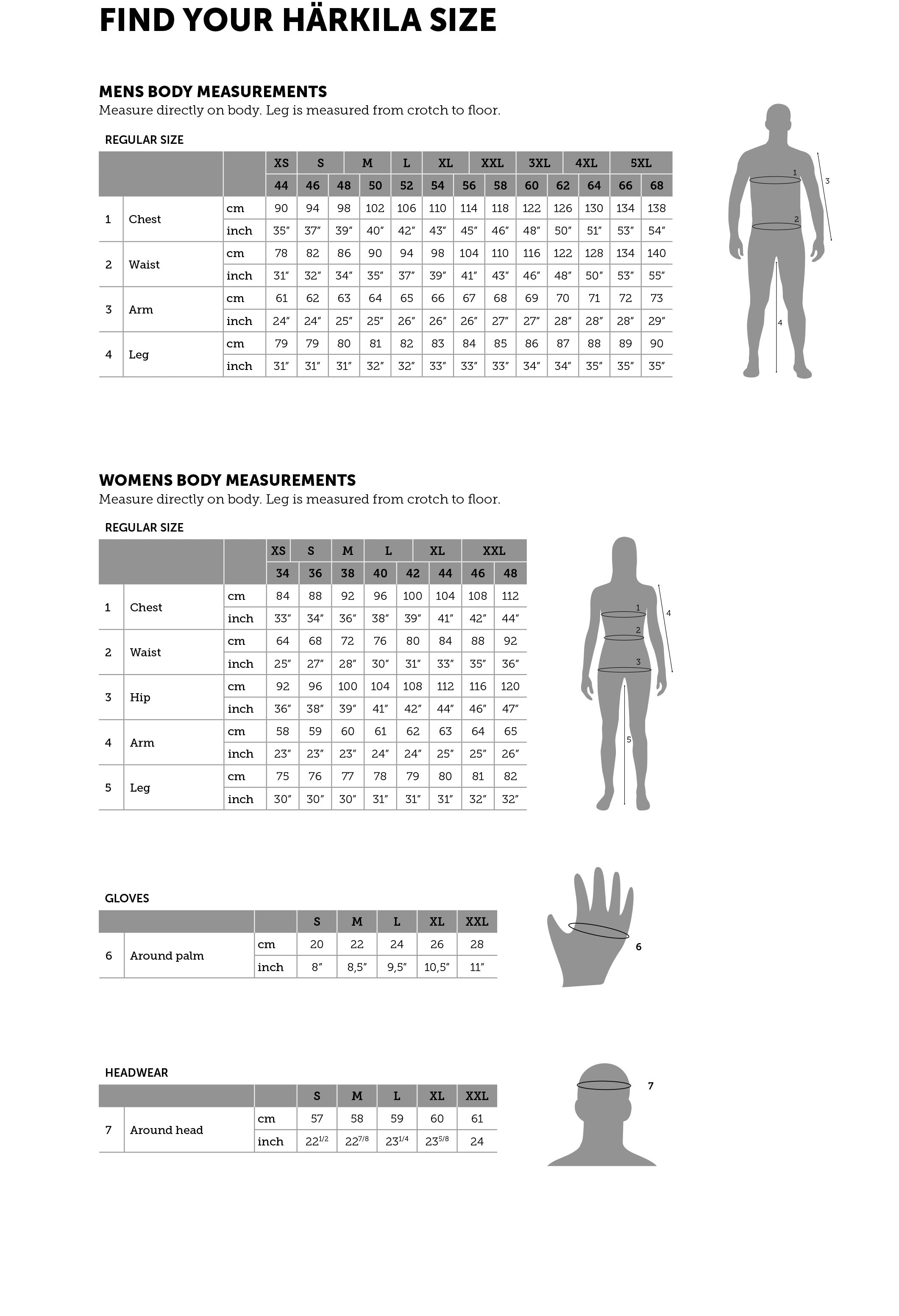 Harkila Size Chart
