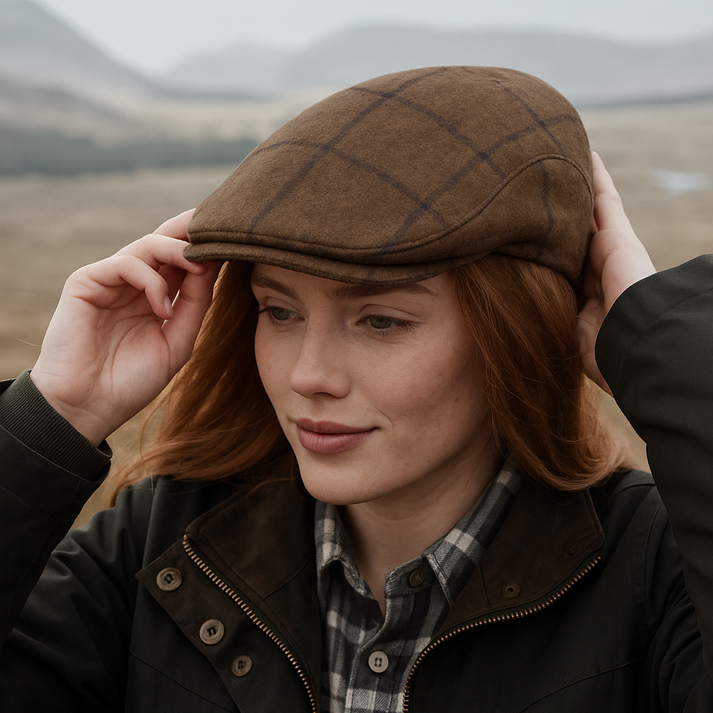 Hoggs of Fife Windowpane Waterproof Tweed Cap | Cluny Country