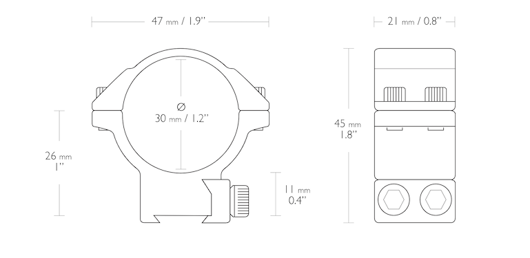 Hawke Match 9-11mm Dovetail  Scope Rings (30mm) | Cluny Country