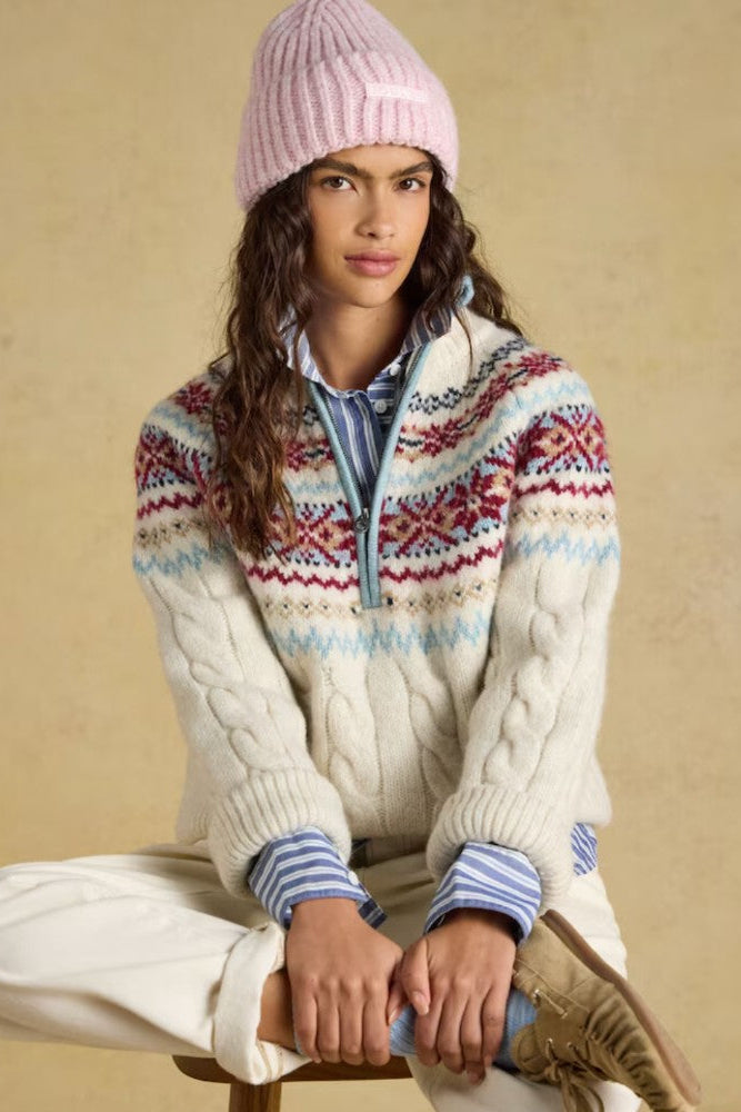 Joules Allaway Womens 1/4 Zip Fairisle Jumper  | Cluny Country 