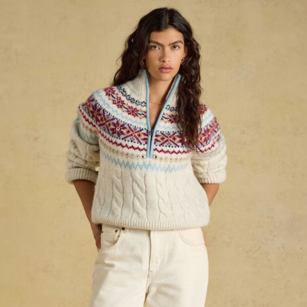 Joules Allaway Womens 1/4 Zip Fairisle Jumper | Cluny Country 