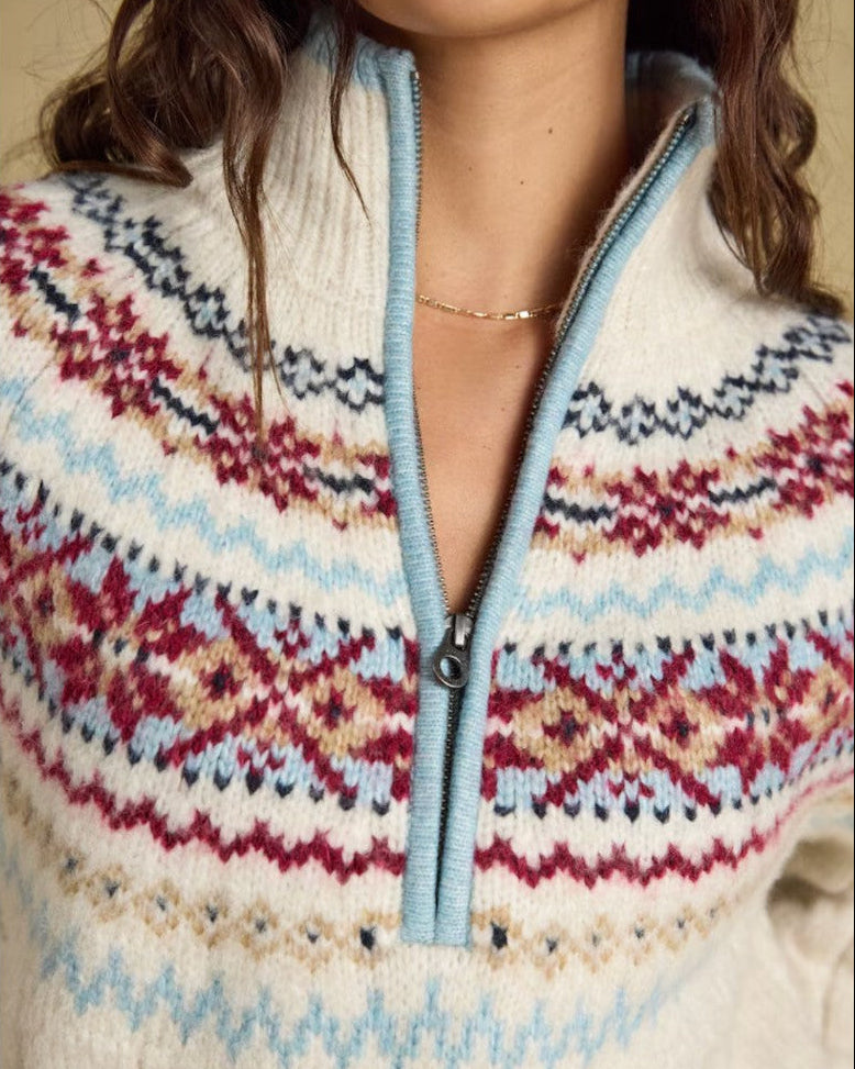 Joules Allaway Womens 1/4 Zip Fairisle Jumper | Cluny Country 