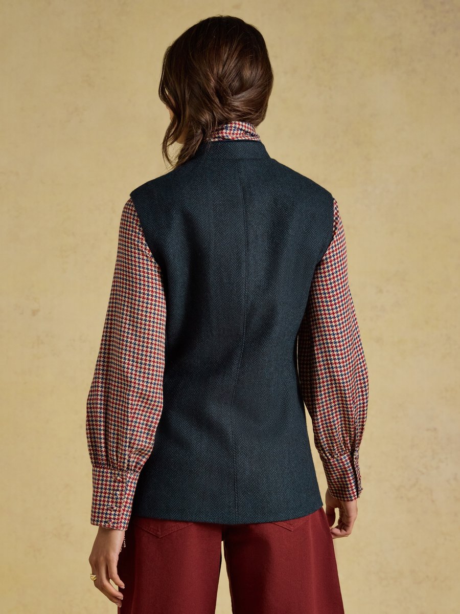 Joules Nehru Womens Tweed Fitted Gilet | Cluny Country 