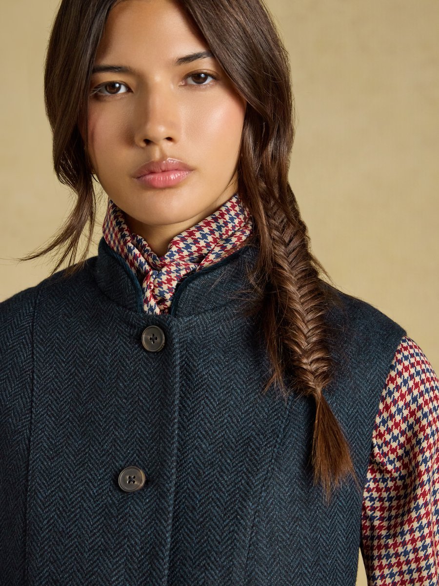 Joules Nehru Womens Tweed Fitted Gilet | Cluny Country 