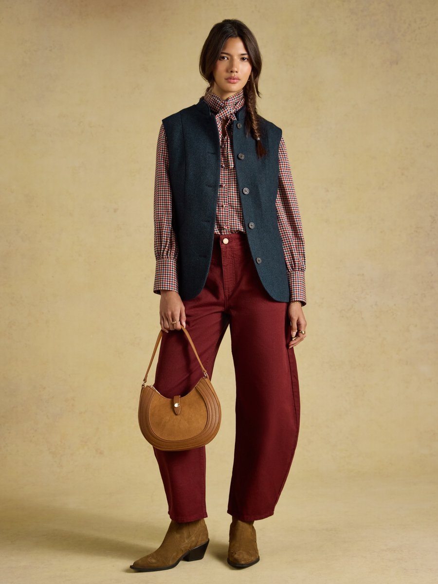 Joules Nehru Womens Tweed Fitted Gilet | Cluny Country 