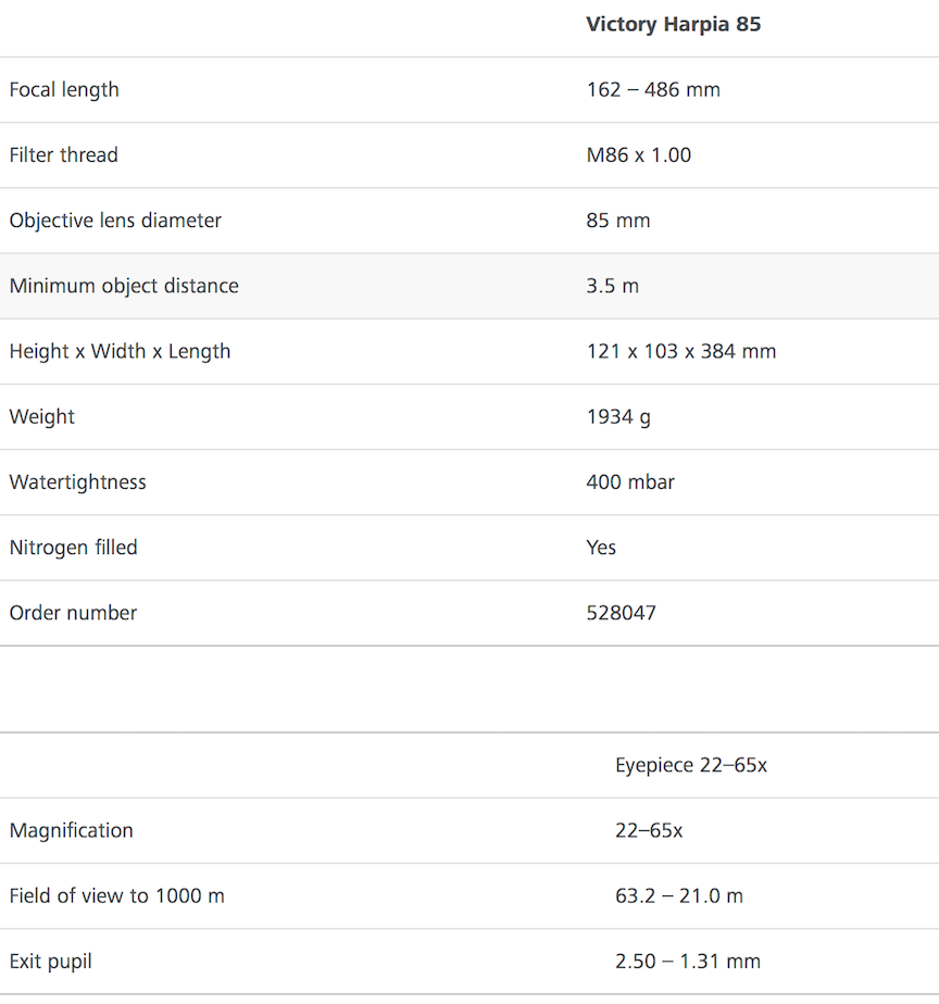 Zeiss Victory Harpia 85 Telescope (Including Eyepiece) | Cluny Country 